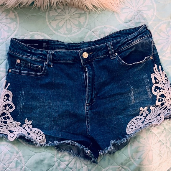 Armani Exchange Pants - Armani Exchange Lace inset Shorts